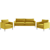 SITZGARNITUR in Flachgewebe Currygelb  - Currygelb/Edelstahlfarben, Design, Textil/Metall (210/80/84cm) - Livetastic