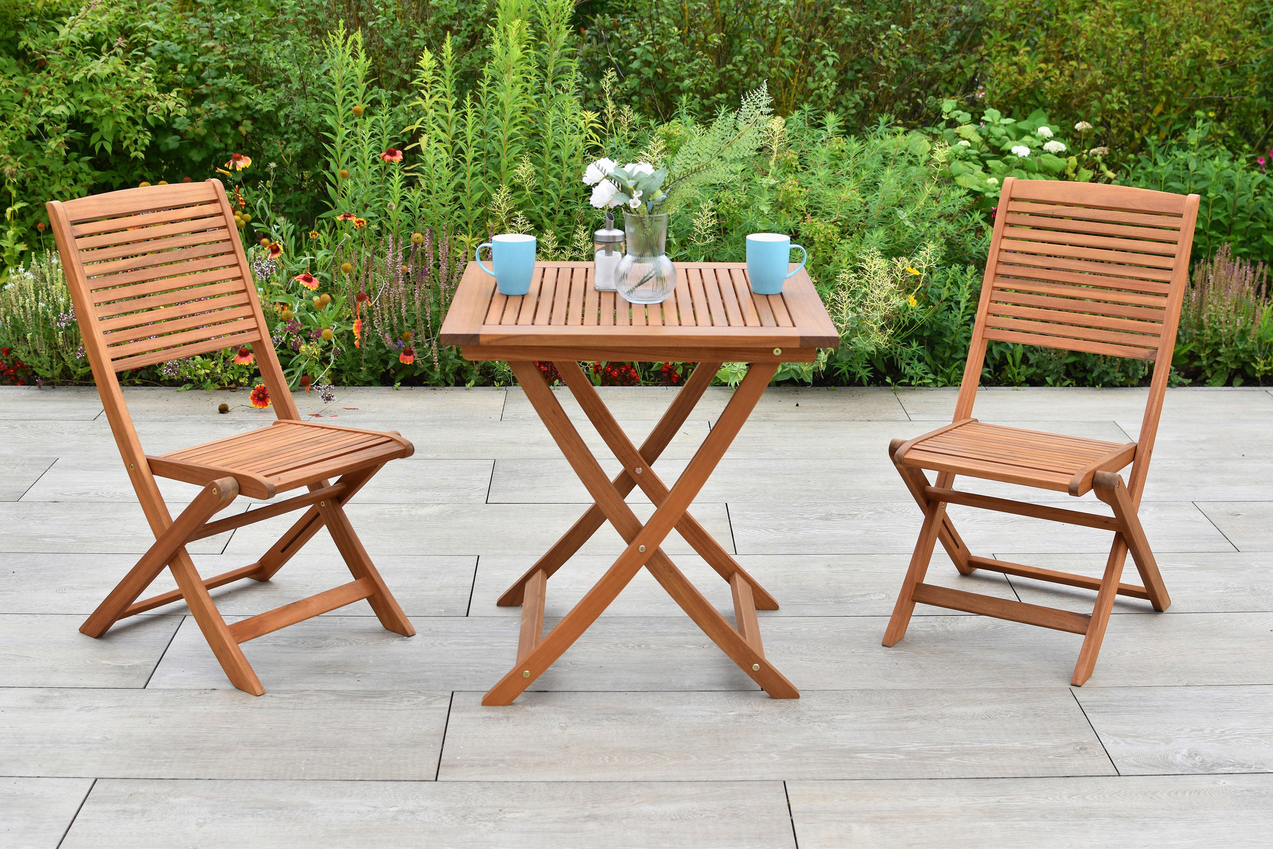 BALKONSET Akaziefarben 3-teilig  - Akaziefarben, KONVENTIONELL, Holz - Gardenson