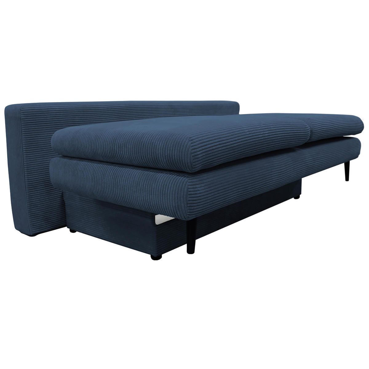 SCHLAFSOFA Cord Dunkelblau  - Schwarz/Dunkelblau, Design, Holz/Textil (202/85/99cm) - P & B