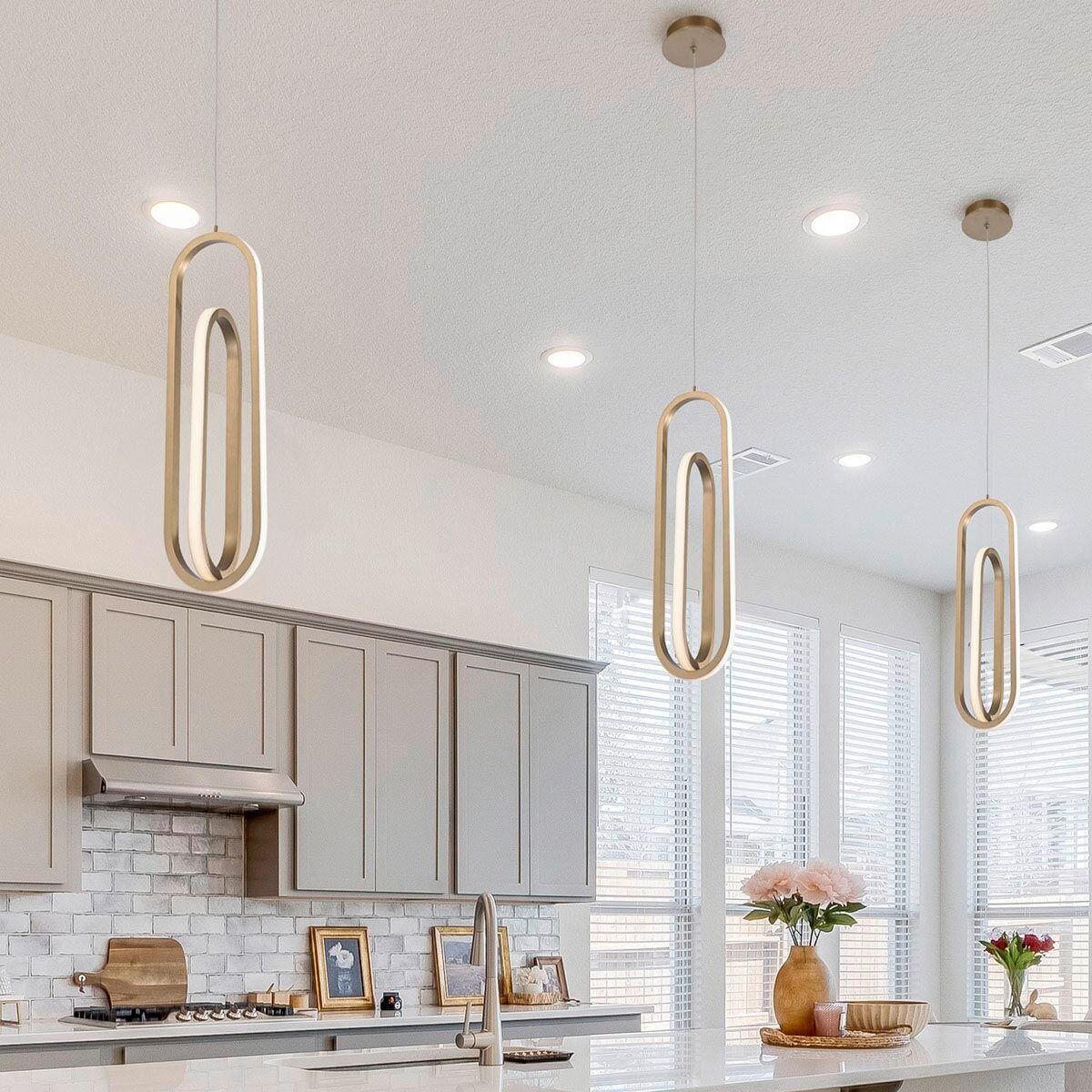 LED-HÄNGELEUCHTE 21/63,5/63,5 cm    - Goldfarben, Design, Kunststoff/Metall (21/63,5/63,5cm) - Elstead Lighting