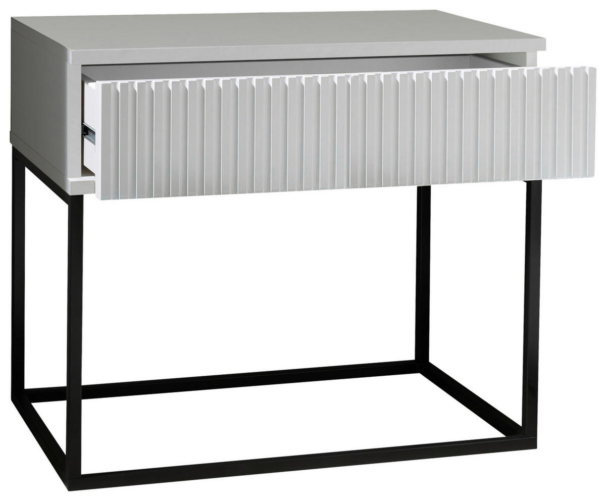 NOĆNI ORMARIĆ bijela, crna   - bijela/crna, Moderno, drvni materijal/metal (60/52/38,5cm) - Livetastic