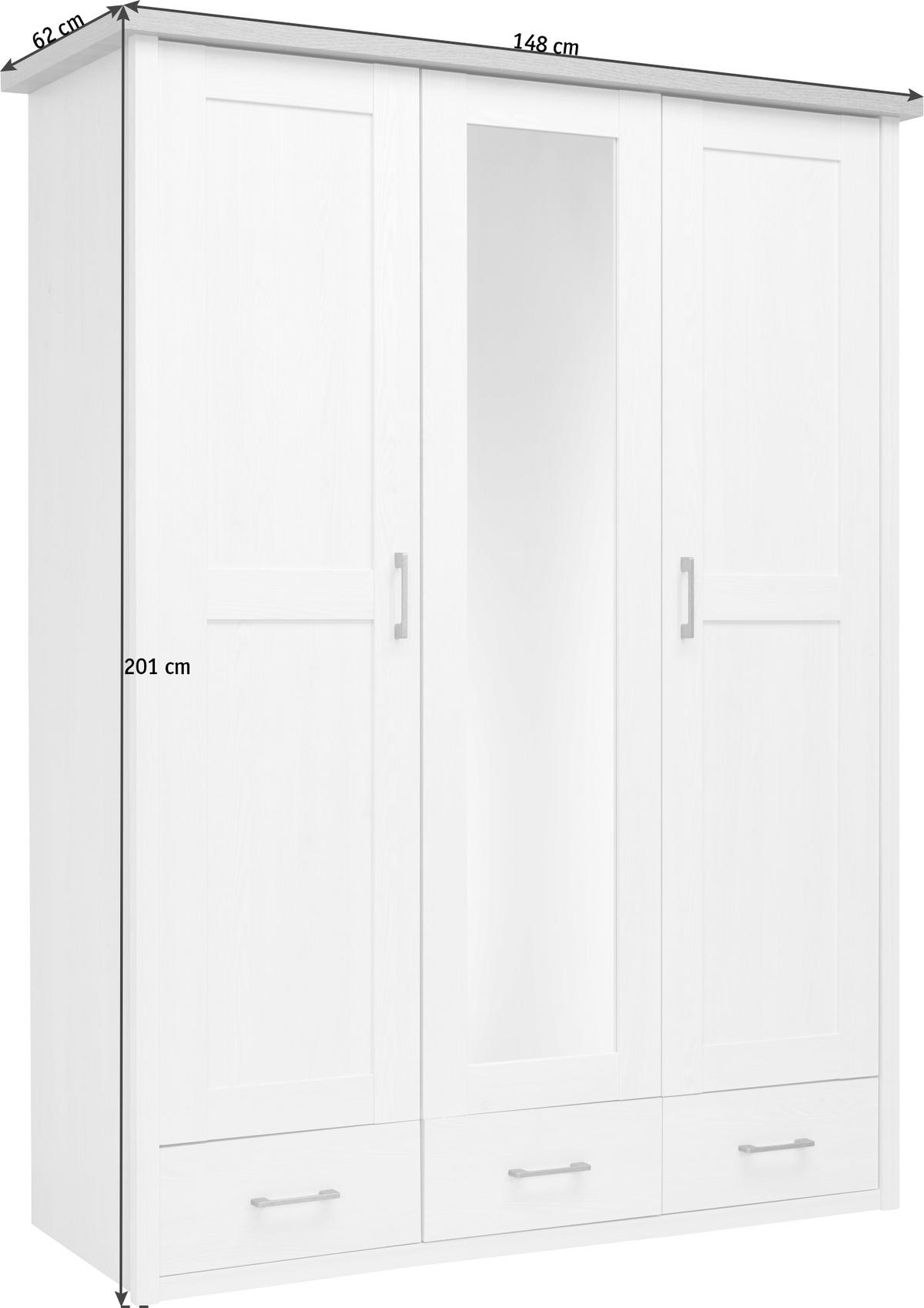 ŠATNÍ SKŘÍŇ, bílá, barvy lanýžového dubu, 148/201/62 cm - bílá/barvy grafitu, Lifestyle, kov/kompozitní dřevo (148/201/62cm) - Carryhome