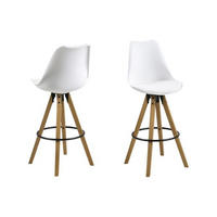 BARSKA STOLICA  bijela, boje hrasta  drvo, metal, plastika, tekstil      - bijela/boje hrasta, Design, drvo/metal (48,5/111,5/55cm) - Carryhome