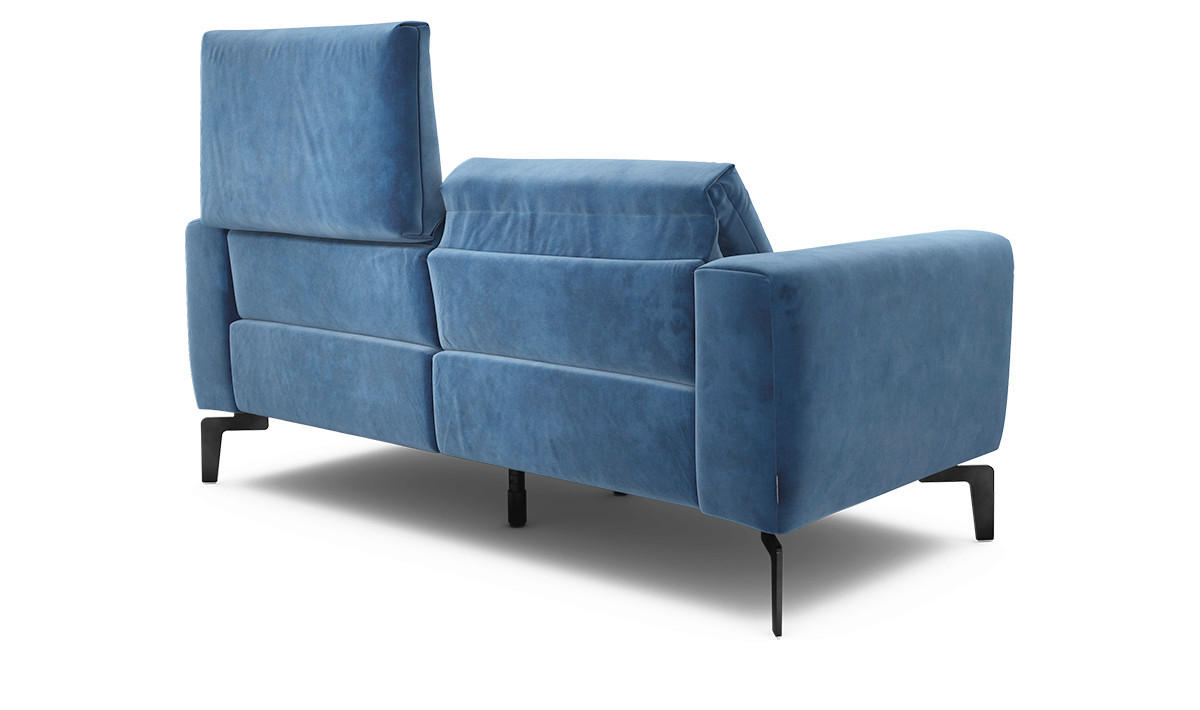 Zweisitzer inkl. Hocker Samt Naturfarben  - Schwarz/Naturfarben, Design, Textil/Metall (180/86/86-94cm) - SENSOO