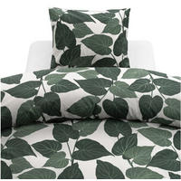 PÅSLAKANSET flatväv 150/210 cm  - vit/grön, Basics, textil (150/210cm)