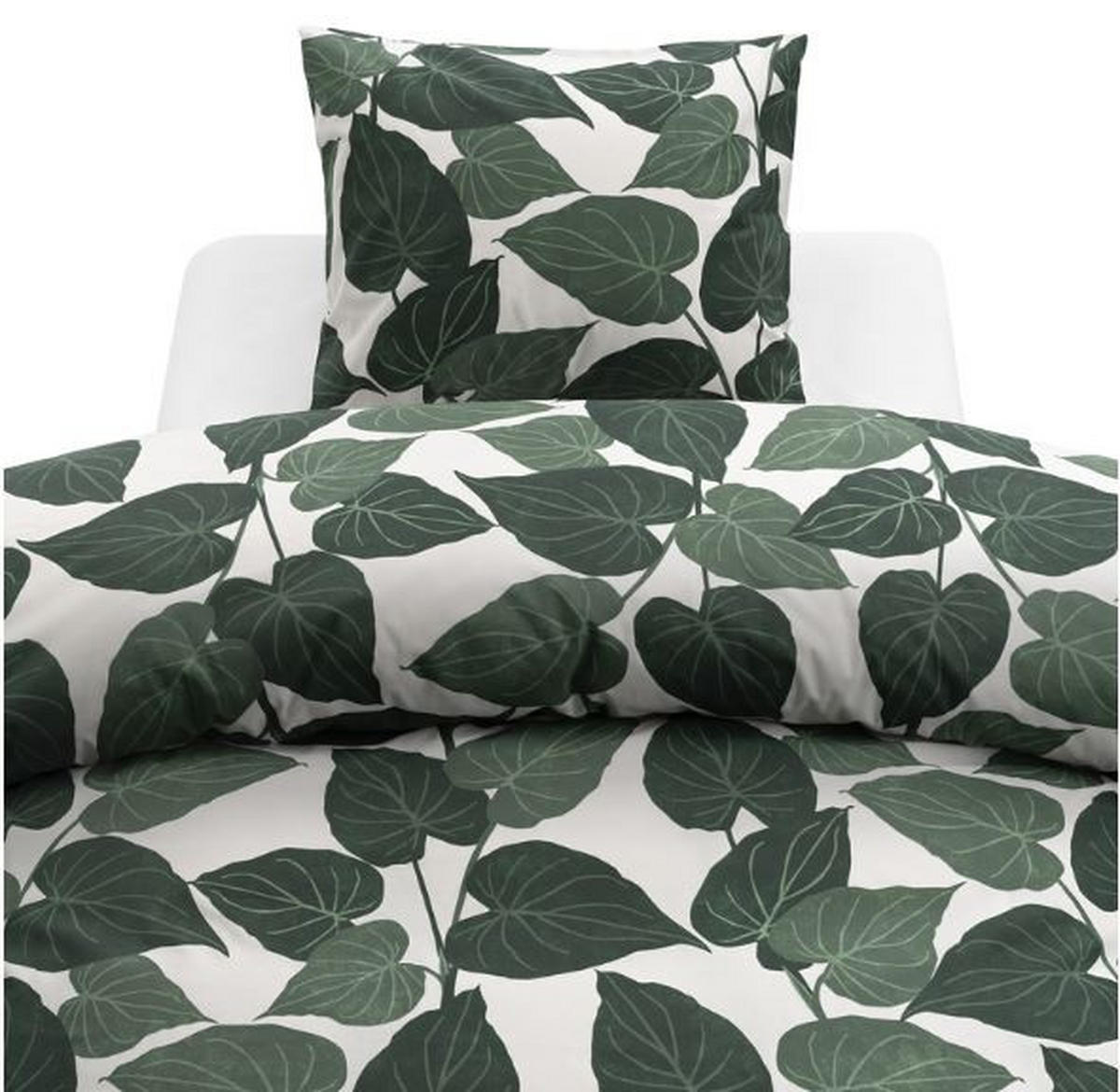 PÅSLAKANSET flatväv 150/210 cm  - vit/grön, Basics, textil (150/210cm)