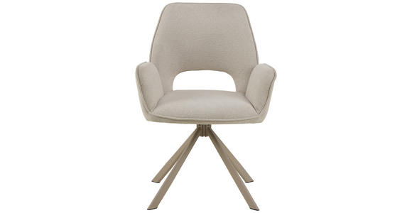 ARMLEHNSTUHL in Stahl Flachgewebe - Beige/Grau, Design, Textil/Metall (60/85/63cm) - Ambia Home
