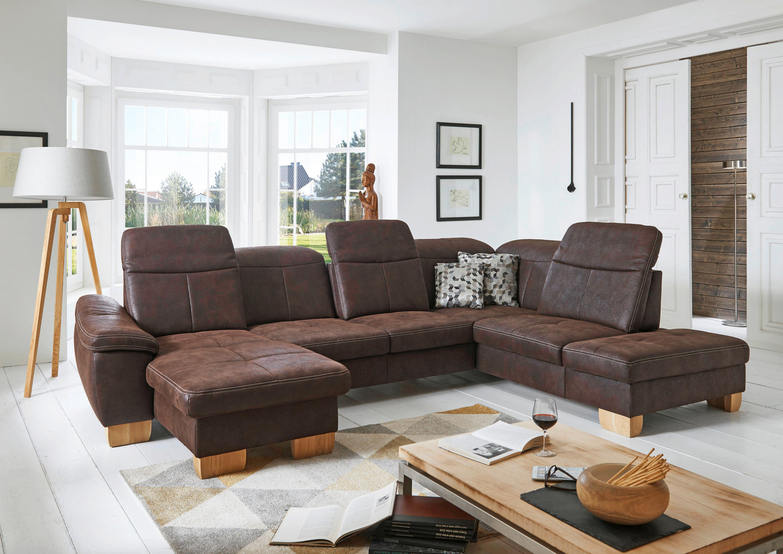 SEDACÍ SOUPRAVA, textil, mokka - divoký dub/mokka, Natur, textil (243/343/185cm) - Beldomo Comfort