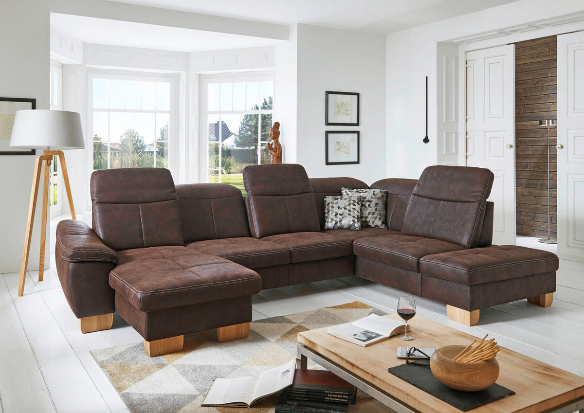 SEDACIA SÚPRAVA, textil, mokka - divoký dub/mokka, Natur, textil (243/343/185cm) - Beldomo Comfort