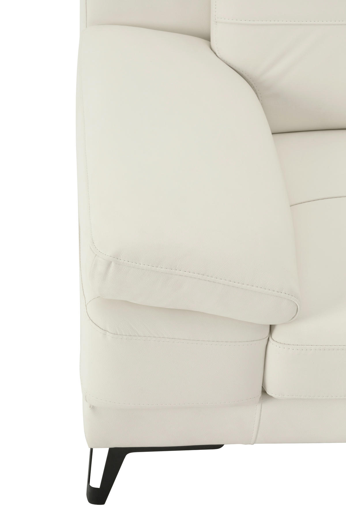 ECKSOFA Weiß Echtleder  - Schwarz/Weiß, MODERN, Leder/Metall (287/224cm) - MID.YOU