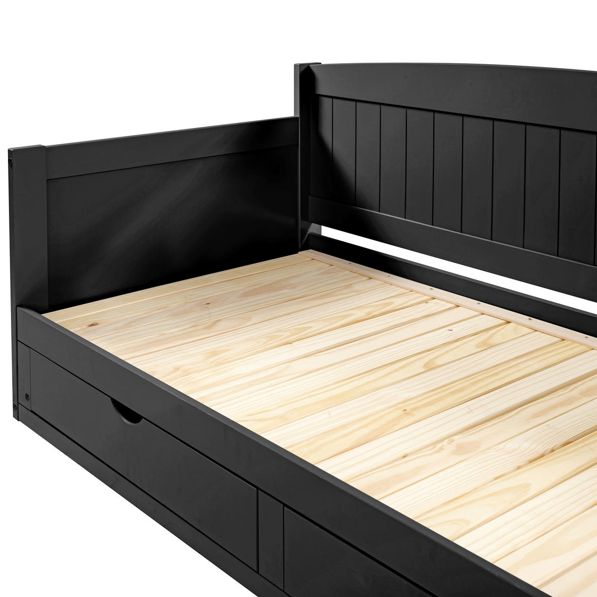 AUSZIEHBETT 90/200 cm Schwarz  - Schwarz/Naturfarben, Romantik / Landhaus, Holz/Kunststoff (90/200cm) - MID.YOU