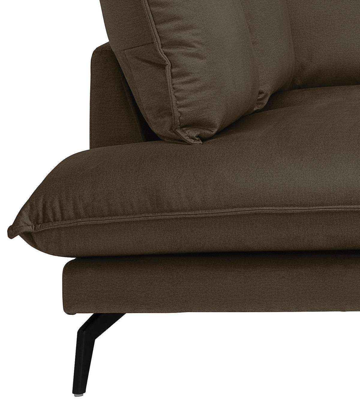 ECKSOFA in Samt Braun  - Schwarz/Braun, Design, Textil/Metall (200/241cm) - Carryhome