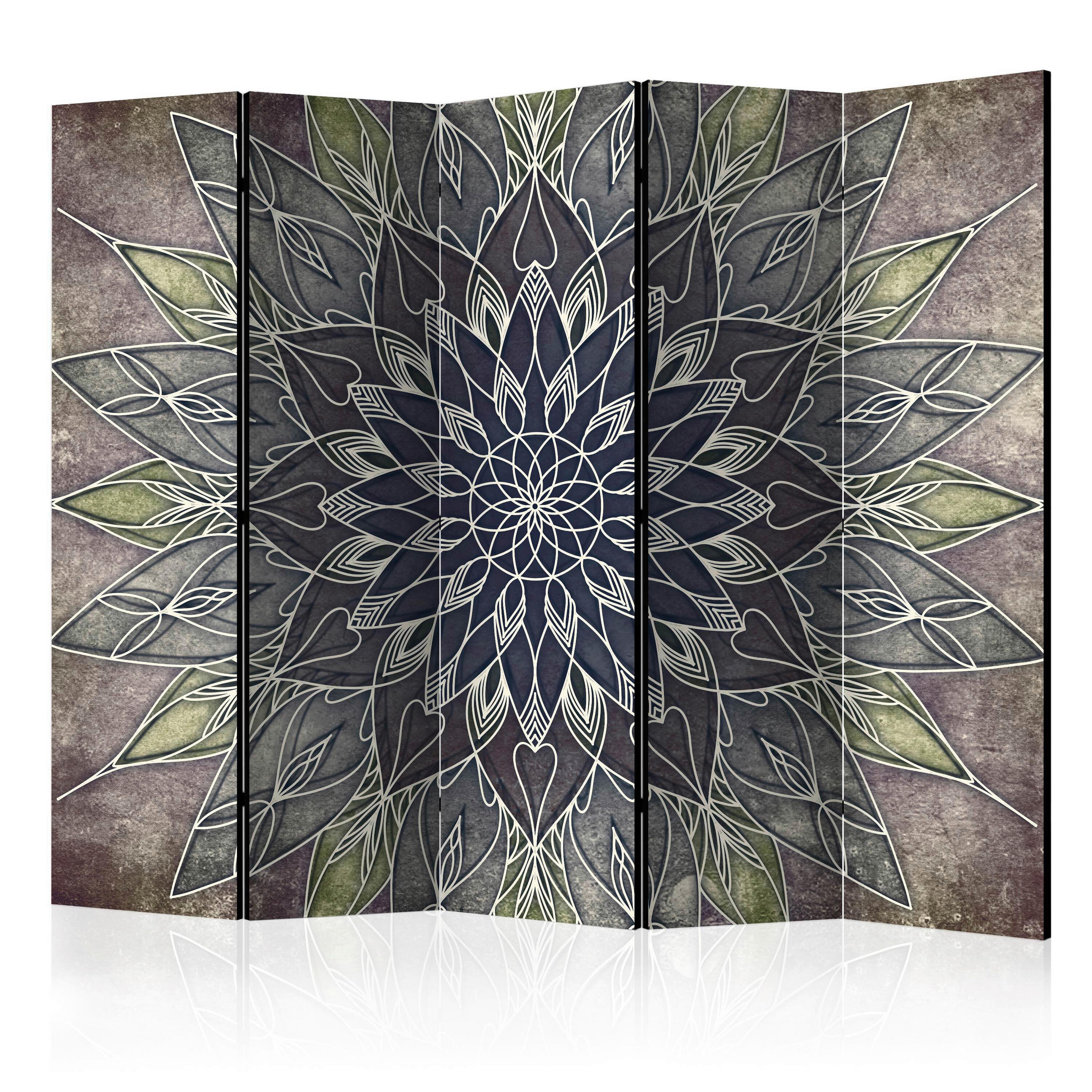 PARAVENT mit 5  Flügel - Dunkelgrau/Braun, Basics, Holz/Textil (225/172/3cm) - artgeist