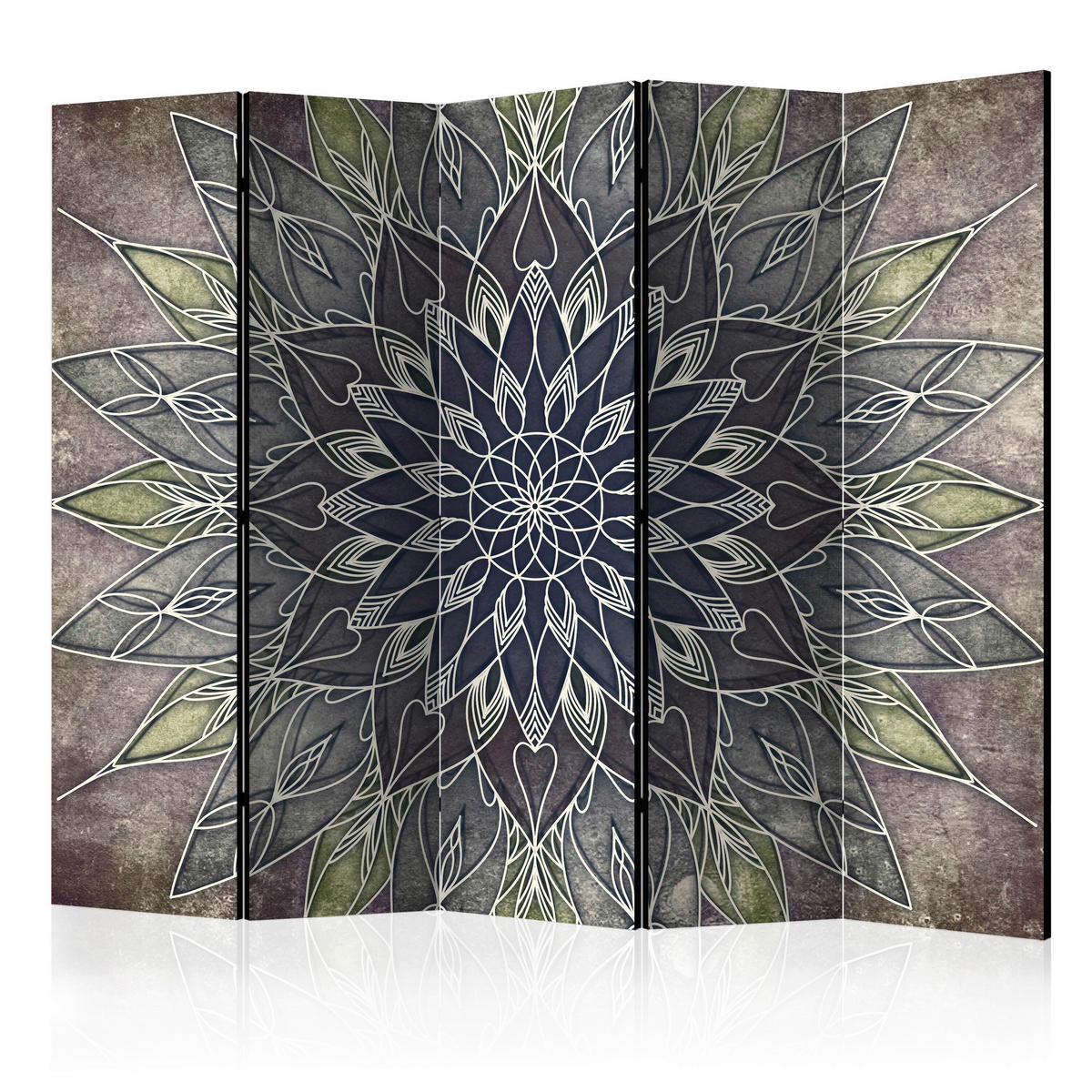 PARAVENT mit 5  Flügel - Dunkelgrau/Braun, Basics, Holz/Textil (225/172/3cm) - artgeist