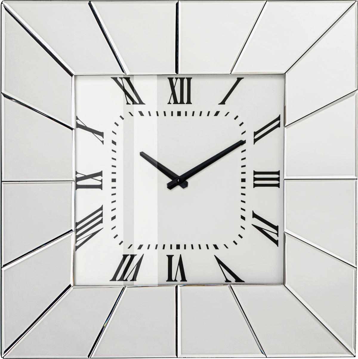 ZIDNI SAT   50,5/50,5/5,3 cm       - srebrne boje, Design, staklo/drvni materijal (50,5/50,5/5,3cm) - Xora