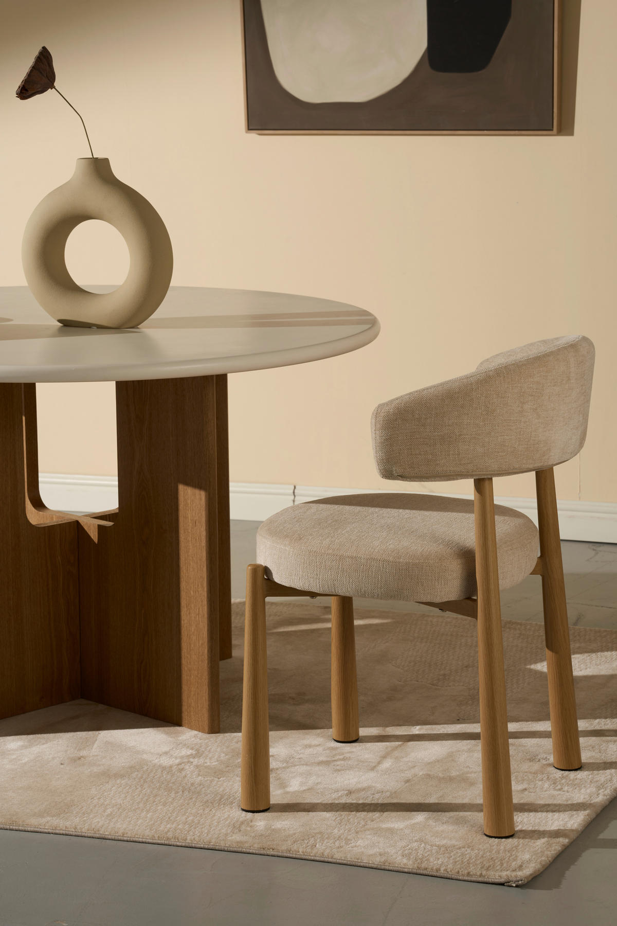 STUHL   Leinenoptik  Beige  - Eichefarben/Beige, MODERN, Holz/Textil (47/81/50cm) - Livetastic