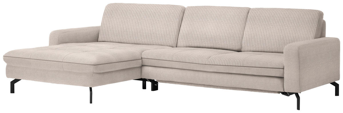 ECKSOFA in Cord Hellbraun  - Hellbraun/Schwarz, Design, Textil/Metall (178/302cm) - Beldomo Style