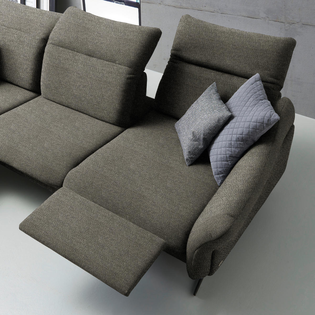 ECKSOFA in Webstoff Graubraun  - Anthrazit/Graubraun, Design, Textil/Metall (203/299cm) - Himolla