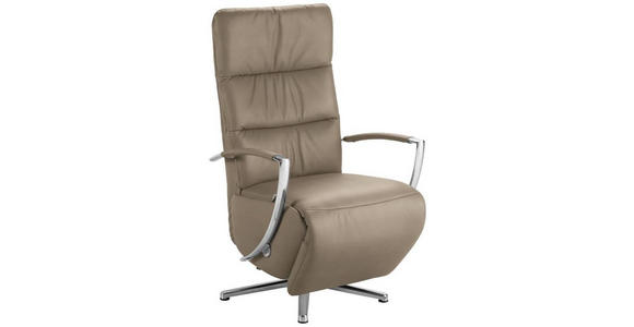 RELAXSESSEL in Leder Braun  - Chromfarben/Braun, Design, Leder/Metall (64/112/80cm) - Cantus