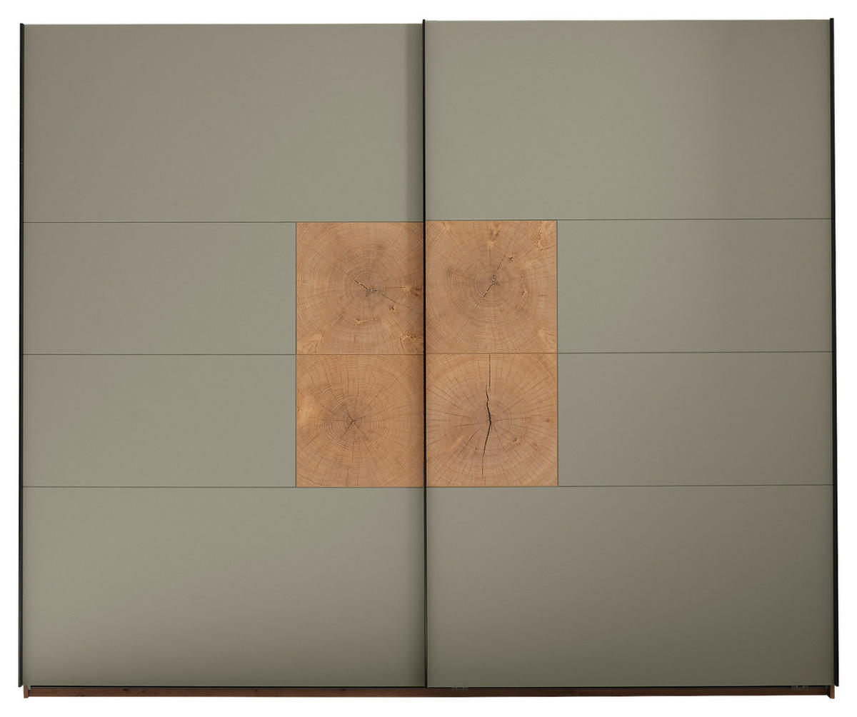 SCHWEBETÜRENSCHRANK  in Salbeigrün, Eiche Artisan  - Salbeigrün/Schwarz, KONVENTIONELL, Holzwerkstoff/Metall (270/225,5/63,7cm) - Xora