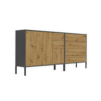 SIDEBOARD  in 184,5/86/33 cm  - Anthrazit/Eiche Artisan, MODERN, Holzwerkstoff (184,5/86/33cm) - MID.YOU