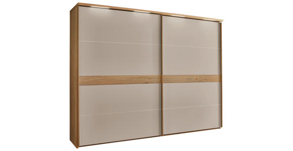 SCHWEBETÜRENSCHRANK  in Taupe, Eichefarben  - Taupe/Eichefarben, Basics, Holz/Holzwerkstoff (301,3/230,4/68cm) - Novel