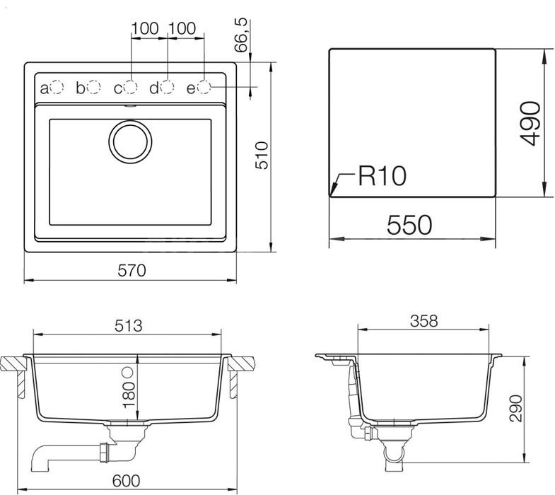 SUDOPER   57/51/18 cm         - crna, Design, kamen (57/51/18cm)