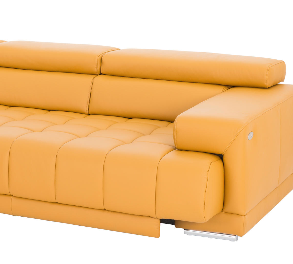 ECKSOFA in Echtleder Gelb  - Gelb/Braun, Design, Leder/Holz (190/330cm) - Beldomo Speed