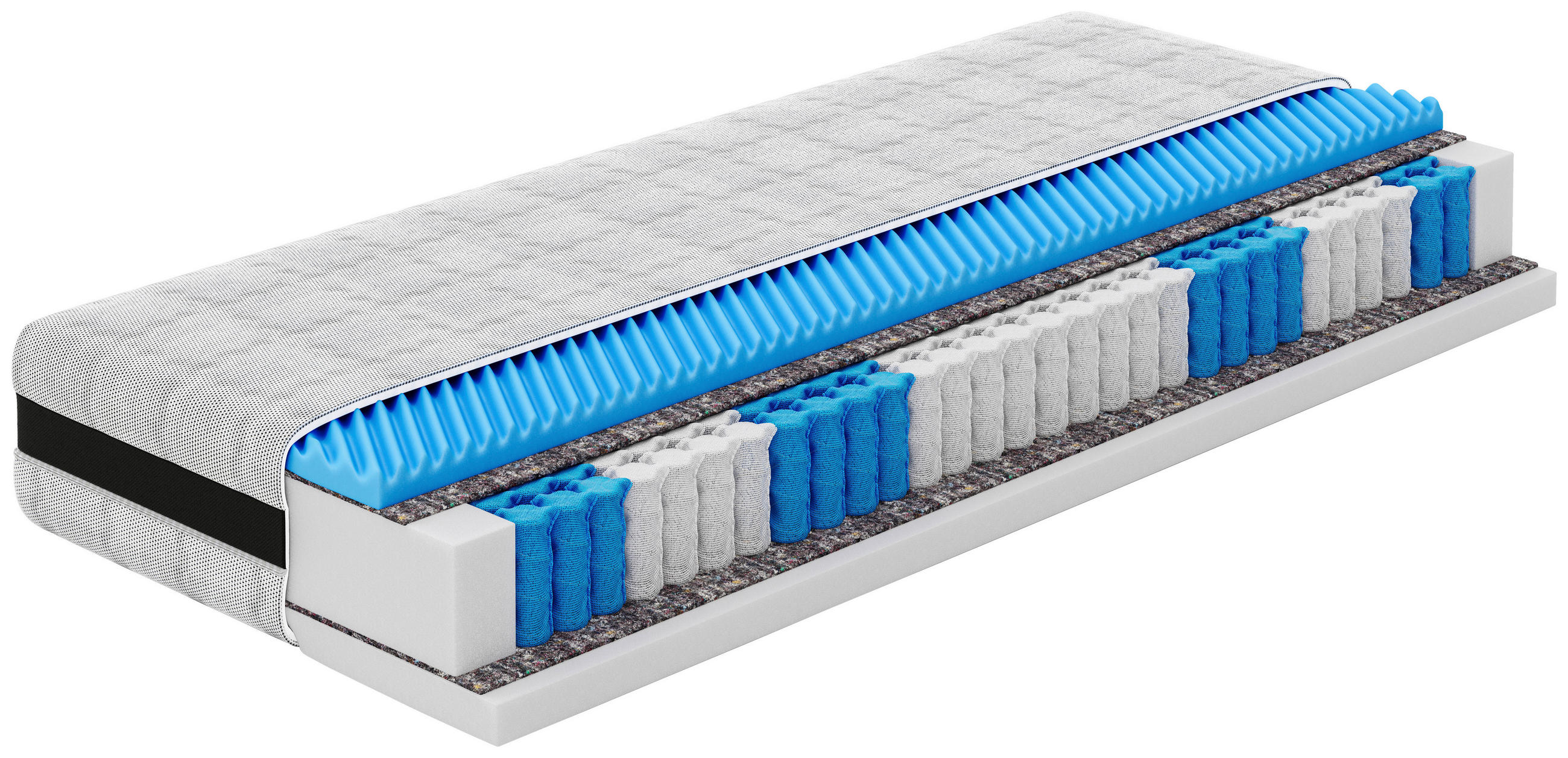 TASCHENFEDERKERNMATRATZE 180/200 cm, Höhe ca.: 26 cm, H2 = mittel, 7-Zonen - Grau, Basics, Textil (180/200cm) - Esposa