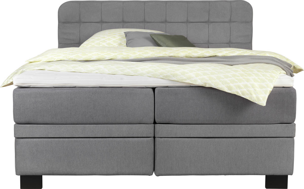 BOXSPRINGBETT 180/200 cm  Hellgrau  - Hellgrau/Schwarz, Konventionell, Holz/Textil (180/200cm) - Elegando