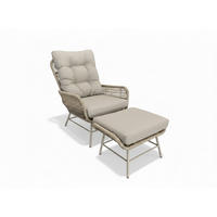 GARTENSESSEL-SET Metall, Kunststoff, Textil Weiss, Champagner  - Weiss/Champagner, Modern, Kunststoff/Textil (72/96/139cm) - Tierra Outdoor
