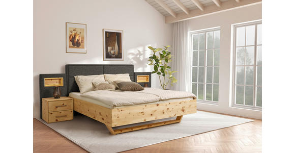 BETT 160/200 cm in Zirbelkieferfarben, Greige - Greige/Zirbelkieferfarben, Natur, Holz/Textil (160/200cm) - Valnatura