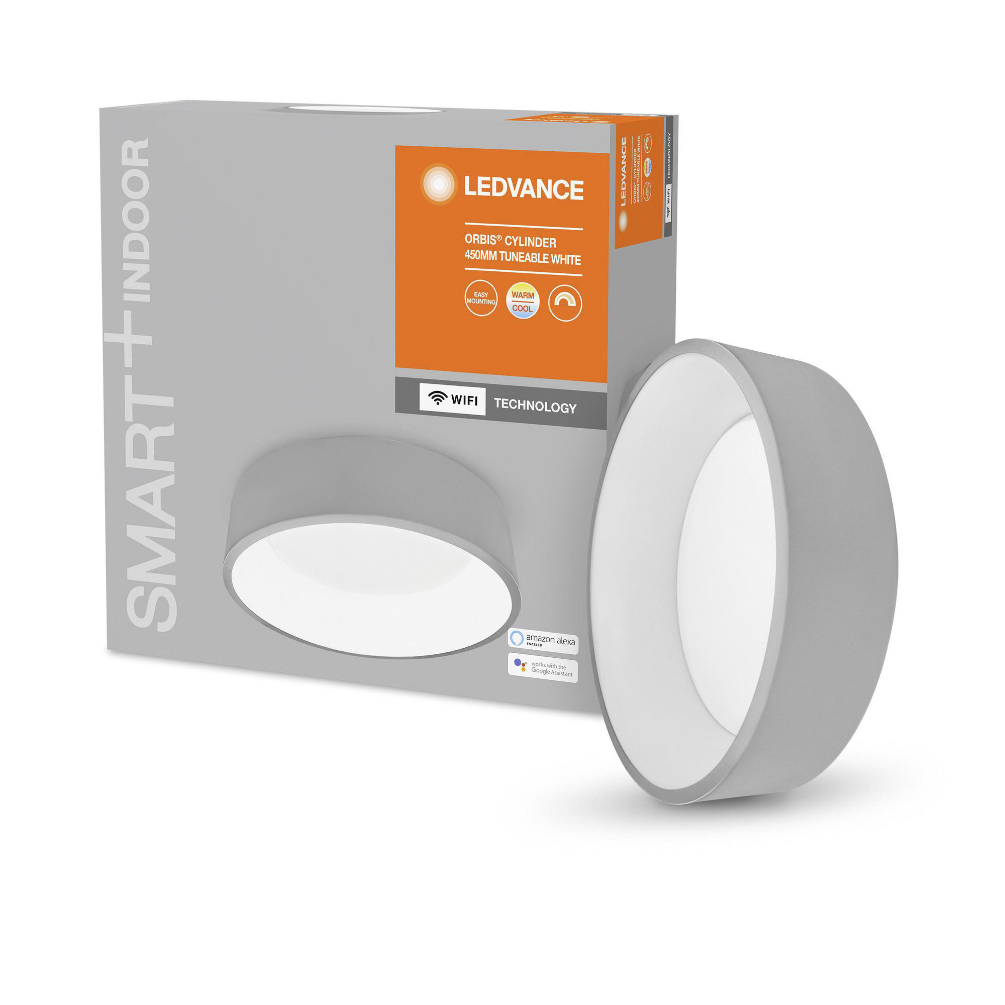 DECKENLEUCHTE Smart+ Wifi Orbis Cylinder  - Grau, Basics, Kunststoff (45/13,4cm) - Ledvance