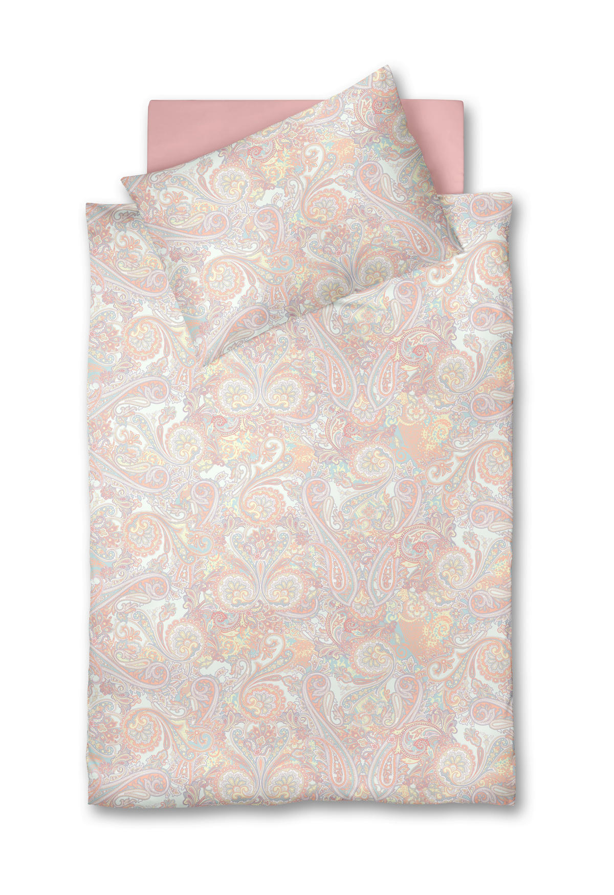 POVLEČENÍ, makosatén, bílá, starorůžová, světle žlutá, světle růžová, pastelově modrá, 140/200 cm  - bílá/starorůžová, Basics, textil (140/200cm) - Fleuresse