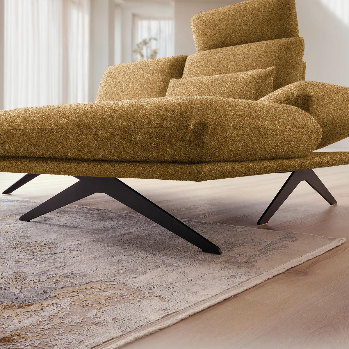 ECKSOFA Flachgewebe Currygelb  - Currygelb/Schwarz, Design, Textil/Metall (234/155cm) - Dieter Knoll