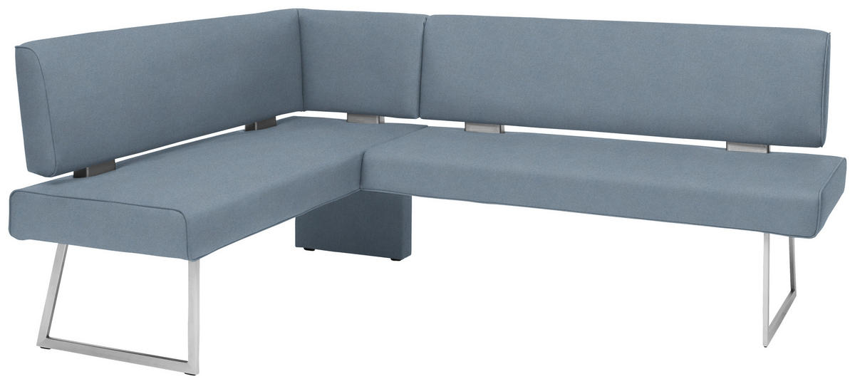 ECKBANK 137/208 cm  in Blau, Edelstahlfarben  - Blau/Edelstahlfarben, Design, Textil/Metall (137/208cm) - Dieter Knoll