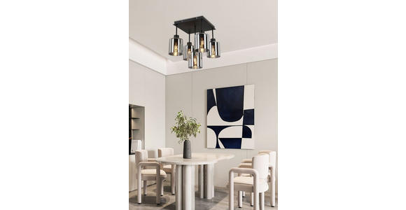 DECKENLEUCHTE Elia 36/36/40 cm  - Schwarz, Design, Glas/Metall (36/36/40cm) - Novel