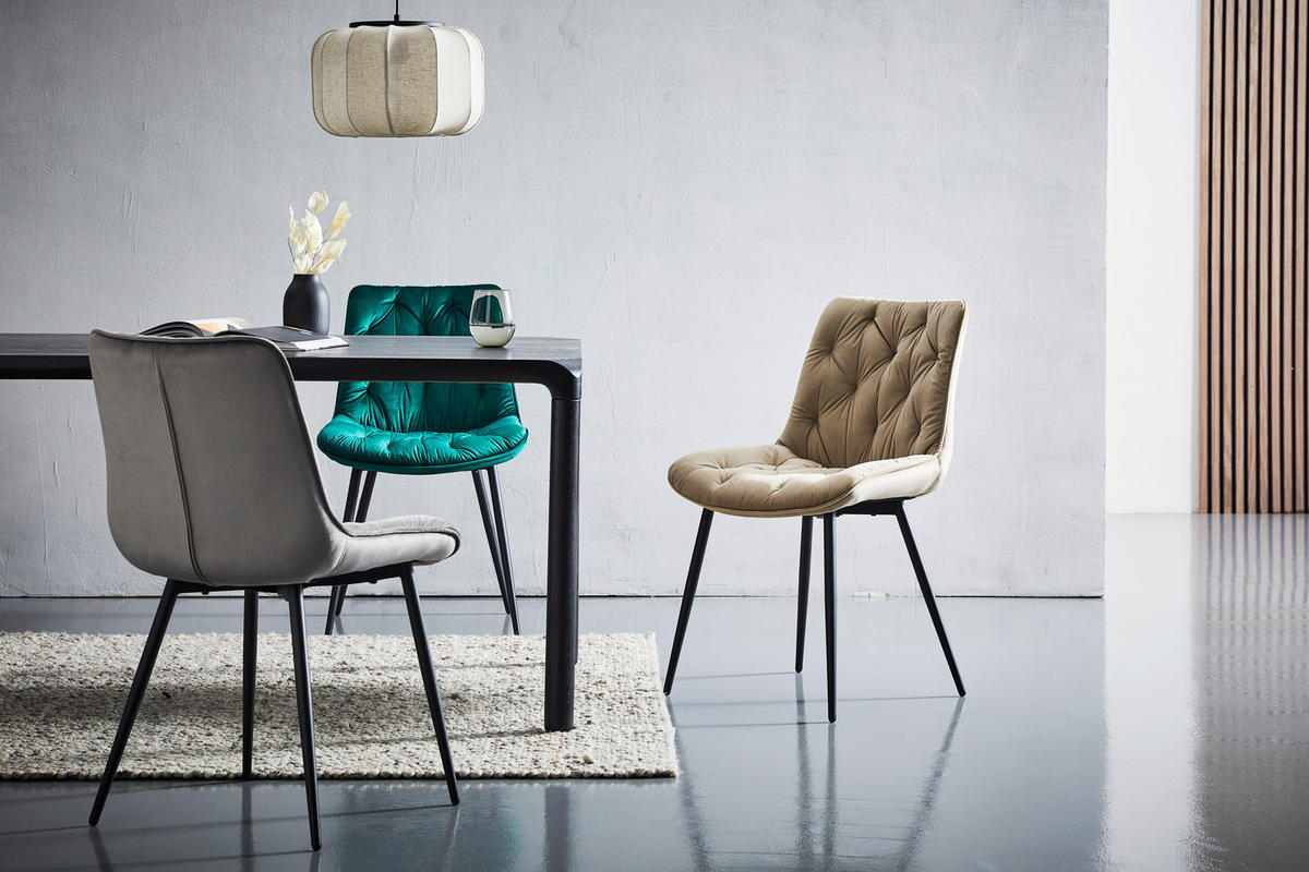 STUHL  in Eisen Samt  - Schwarz/Grau, Modern, Holz/Textil (52/85/59cm) - Livetastic