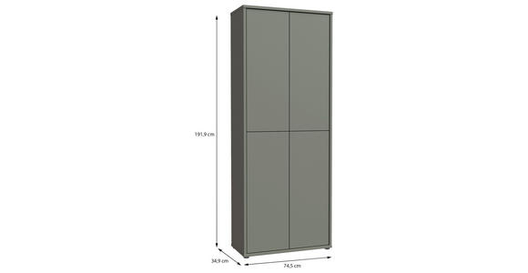 SCHUHSCHRANK  in 74,5/191,9/34,9 cm  - Salbeigrün/Grau, Basics, Holzwerkstoff/Kunststoff (74,5/191,9/34,9cm) - Xora