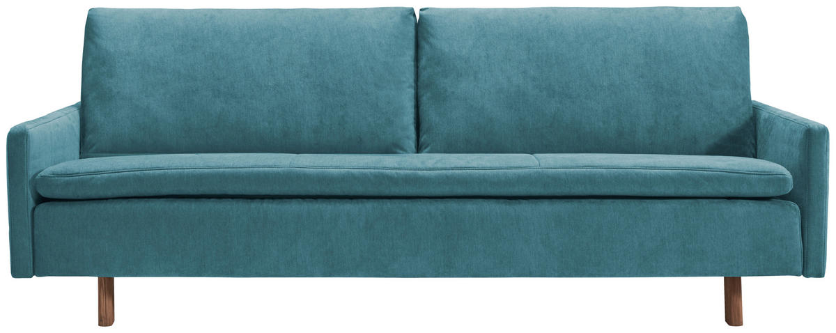 SCHLAFSOFA Flachgewebe Petrol  - Eichefarben/Petrol, KONVENTIONELL, Holz/Textil (220/85/98cm) - Carryhome