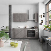 KÜCHENBLOCK Riva 210 cm  in Schieferfarben  - Schieferfarben/Edelstahlfarben, MODERN, Holzwerkstoff/Metall (210cm) - Nobilia