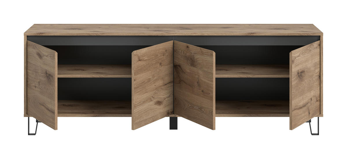 LOWBOARD BALTON  in 184/64/40 cm  - Eiche dunkel, Design, Holzwerkstoff/Metall (184/64/40cm) - MID.YOU