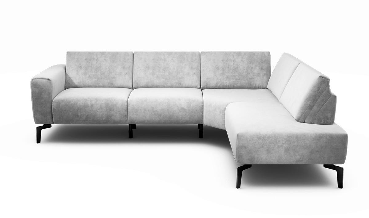 ECKSOFA Cosy Hellgrau Samt  - Hellgrau/Schwarz, Design, Textil/Metall (256/193cm) - SENSOO