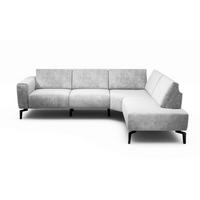 ECKSOFA Cosy Hellgrau Samt  - Hellgrau/Schwarz, Design, Textil/Metall (256/193cm) - SENSOO