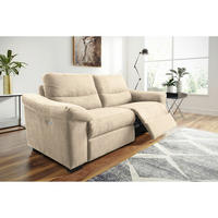 2-SITZER-SOFA Flachgewebe Beige  - Beige/Schwarz, Design, Holz/Textil (174/97/97cm) - Livetastic