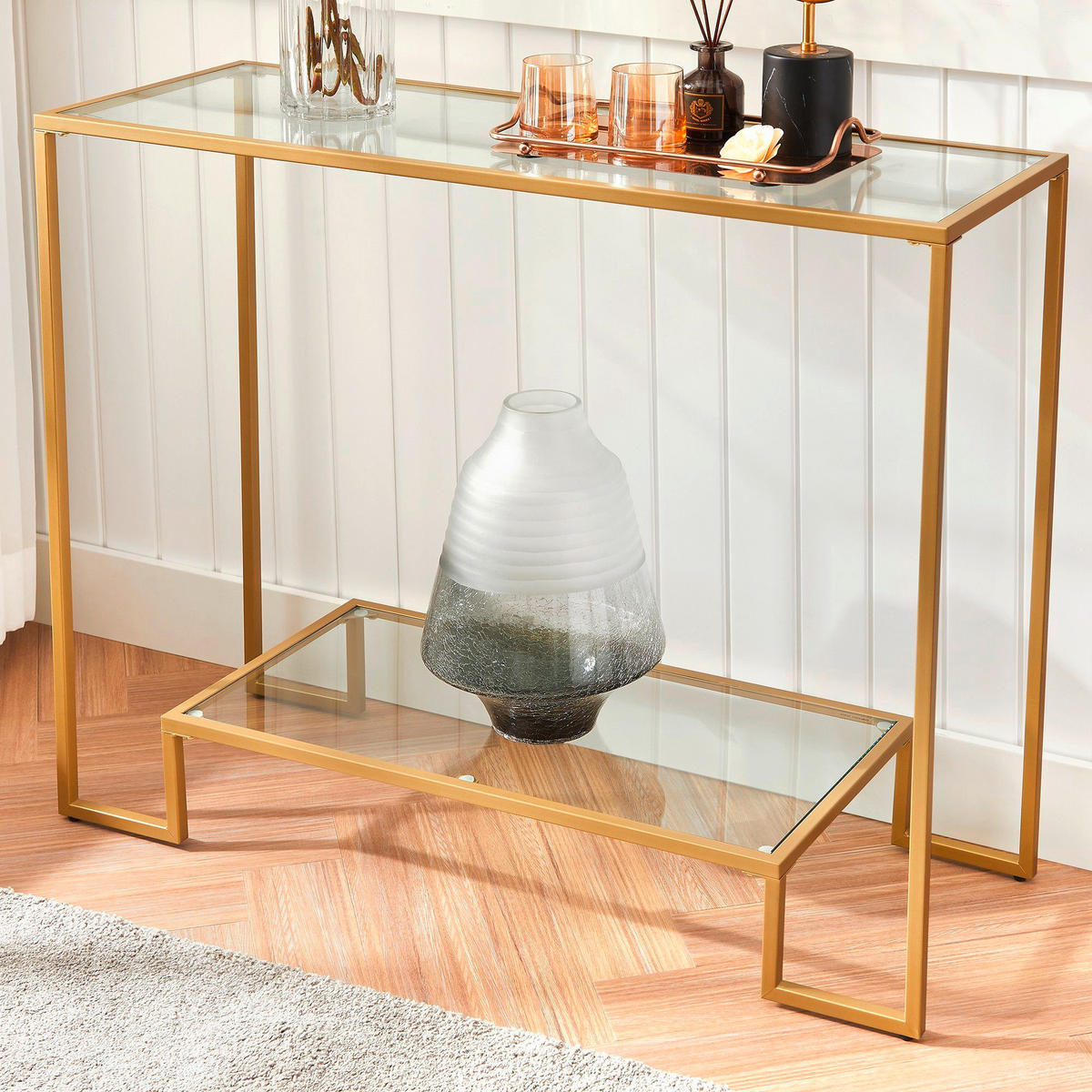 KONSOLENTISCH Goldfarben  - Goldfarben, Trend, Glas/Metall (100/35/80cm) - Boxxx