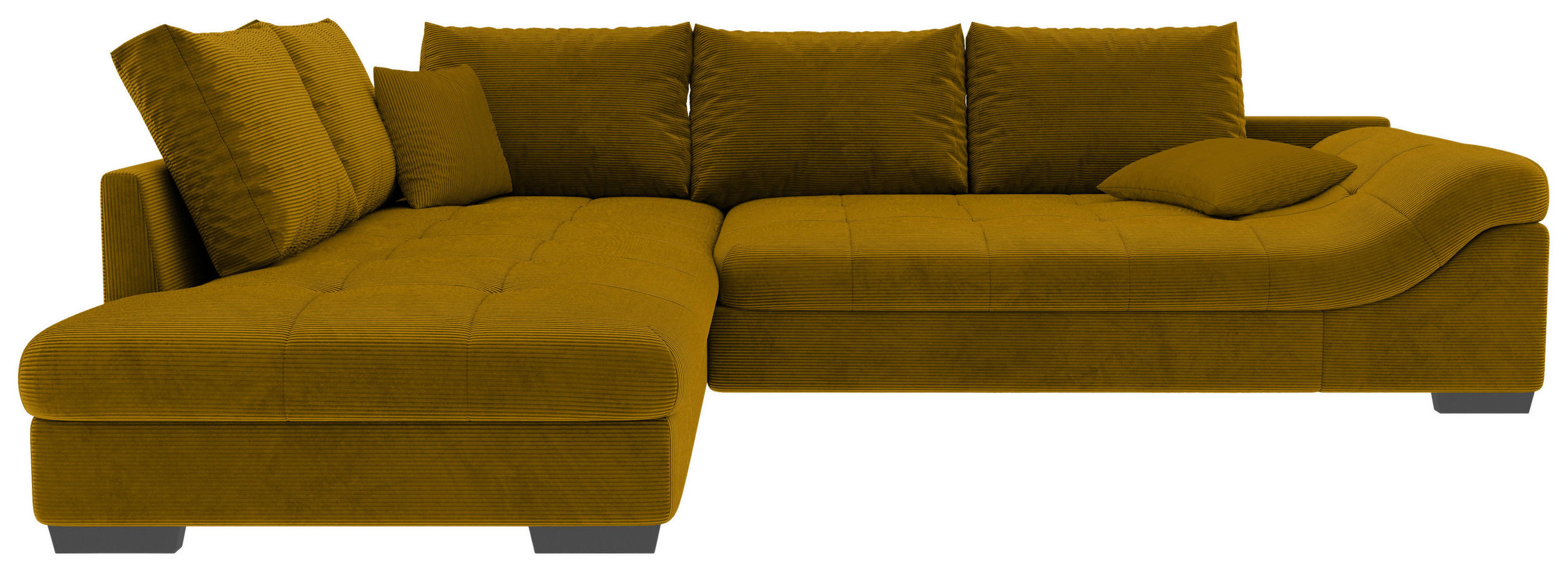 ECKSOFA Currygelb Cord Zierkissen, Rückenkissen, Rücken echt  - Currygelb/Schwarz, KONVENTIONELL, Holz/Textil (202/298cm) - Carryhome