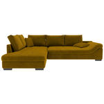 ECKSOFA Currygelb Cord Zierkissen, Rückenkissen, Rücken echt  - Currygelb/Schwarz, KONVENTIONELL, Holz/Textil (202/298cm) - Carryhome