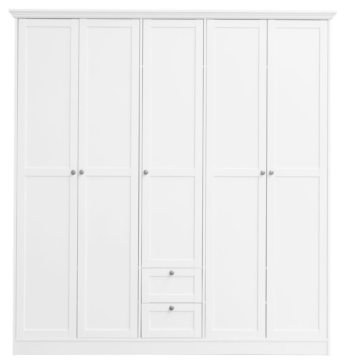 SKRIŇA S OTOČNÝMI DVERAMI, biela, 190/200/67 cm - biela/strieborná, Lifestyle, kov/kompozitné drevo (190/200/67cm) - MID.YOU