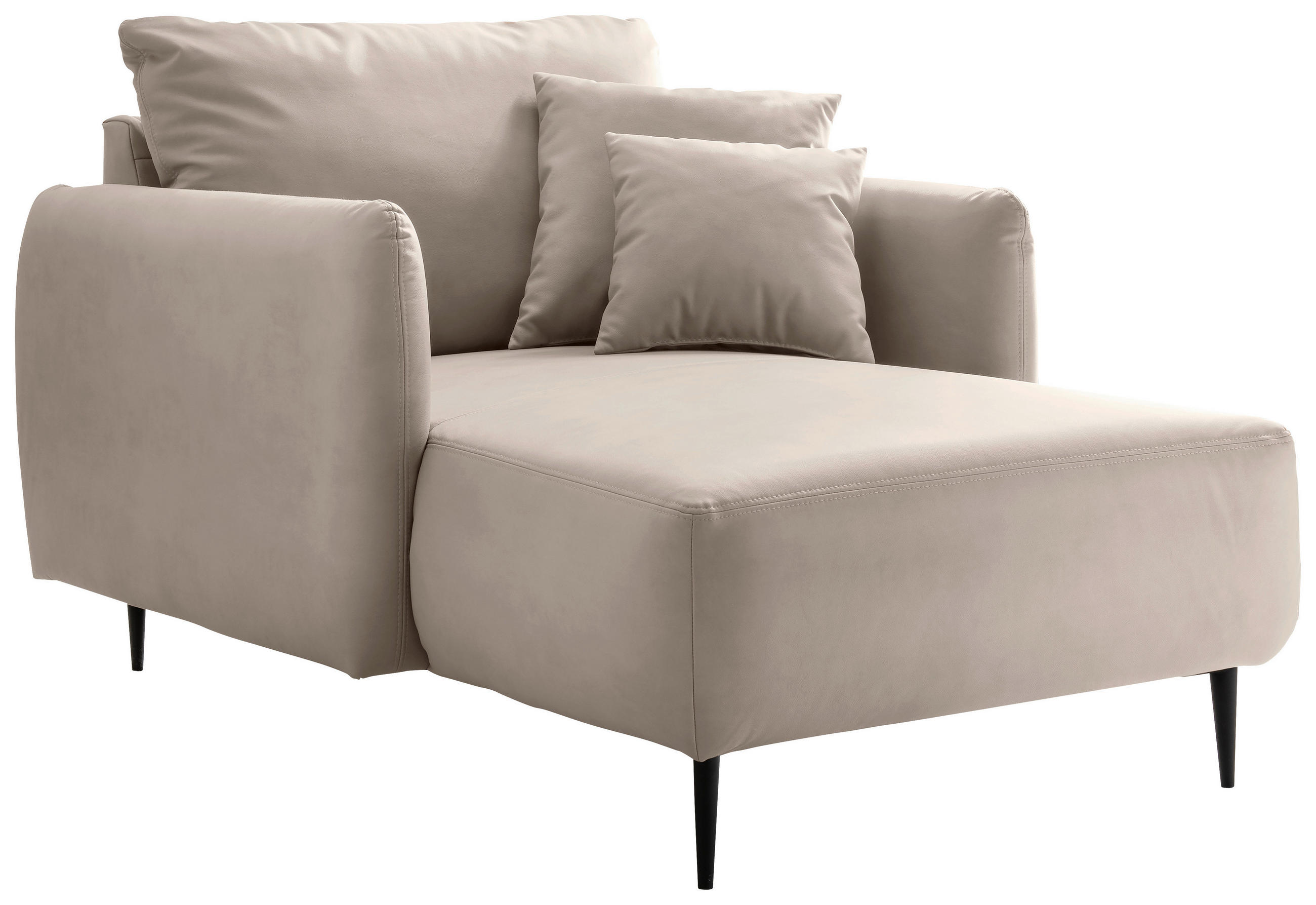 XXL-SESSEL Lederlook Beige    - Beige/Schwarz, Design, Textil/Metall (112/95/158cm) - Livetastic